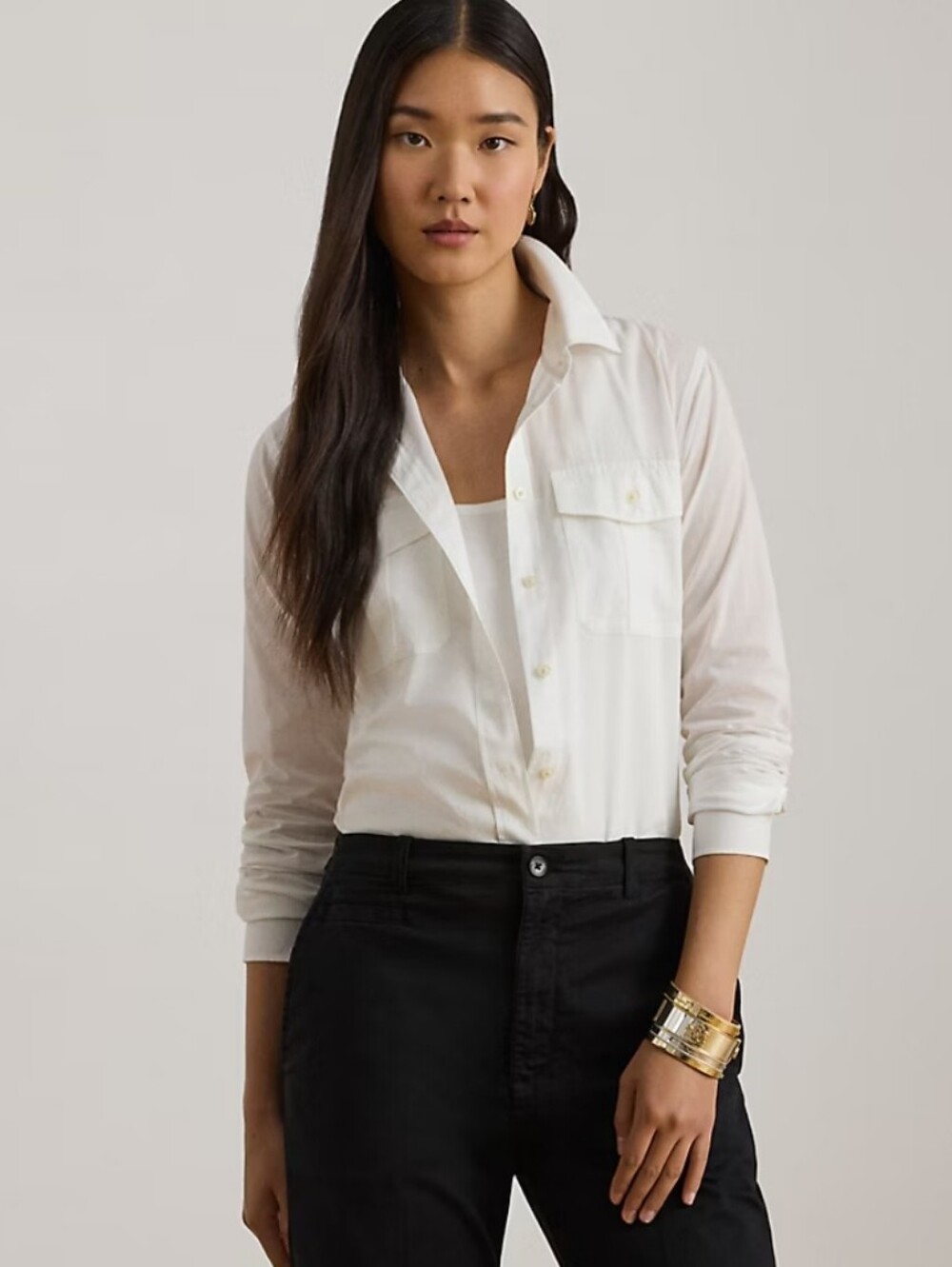 Lauren Ralph Lauren White Cotton Button-Down Shirt Size 1X